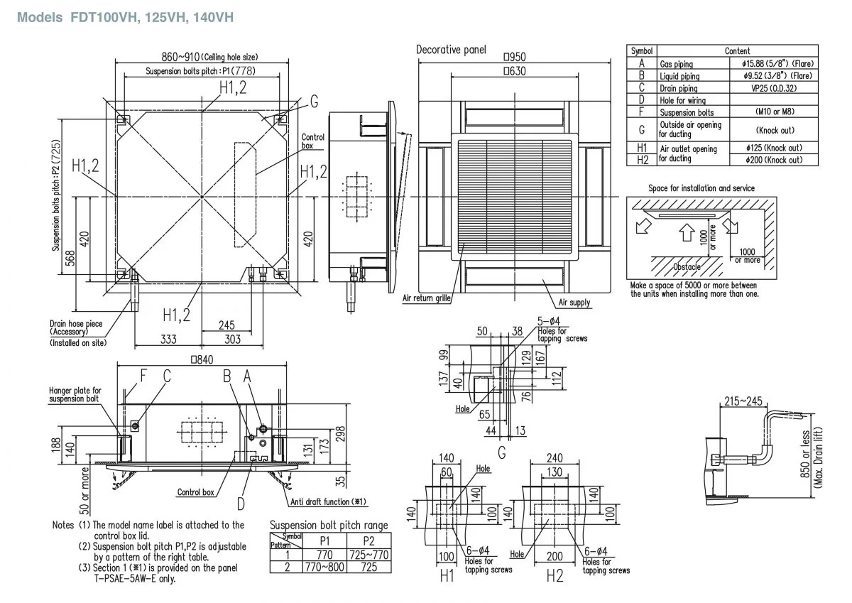 Schema tehnică FDT100VNAVH