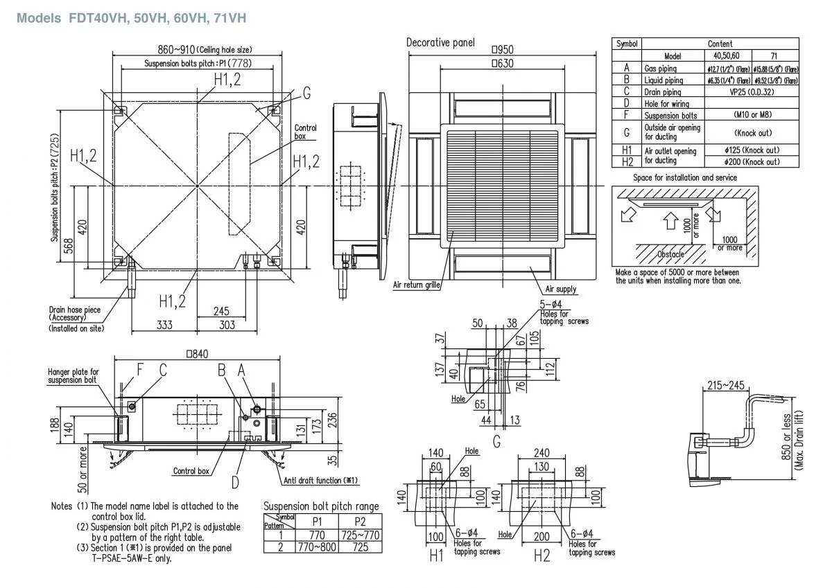 Schema tehnică FDT140VNXWPVH