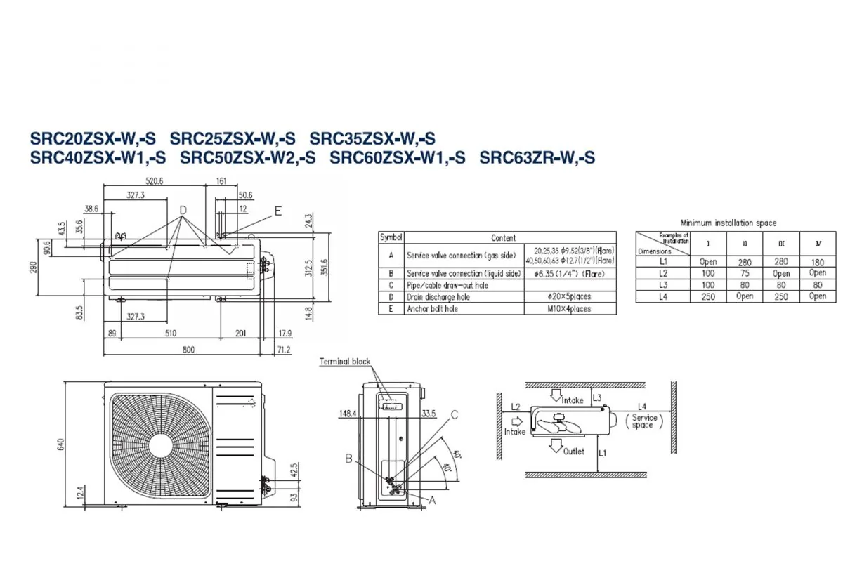 Schema tehnică SRF50ZSX-W / SRC50ZSX-W2